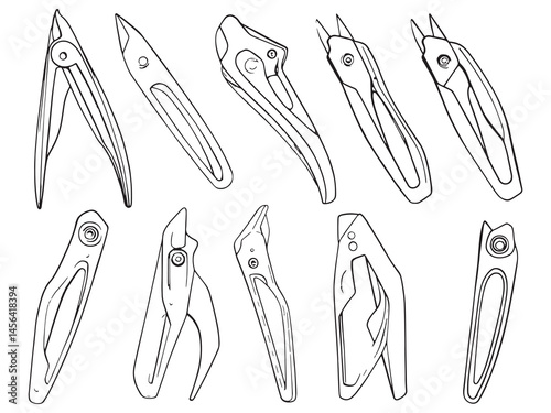 Tile nipper tool black and white line sketch