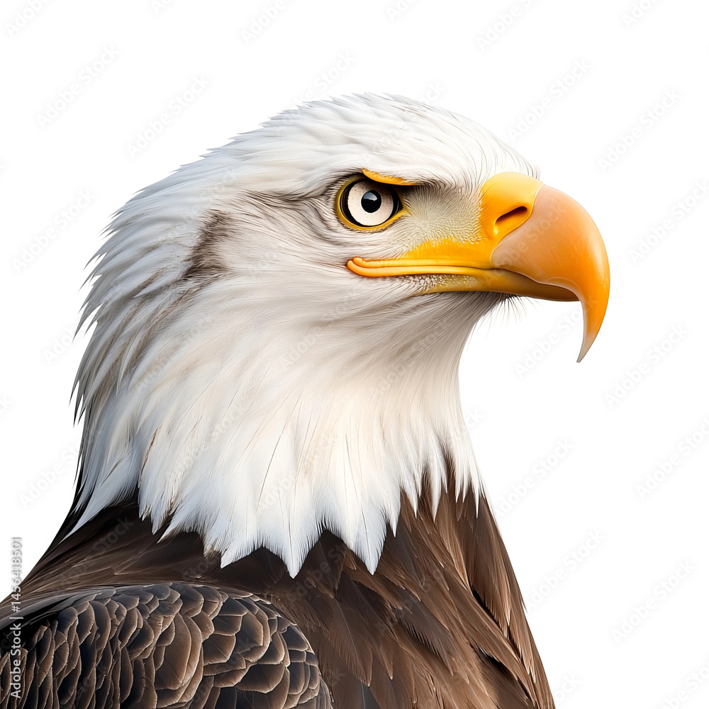 Obraz premium Close-up portrait of a majestic Bald Eagle showcasing its striking features and sharp gaze