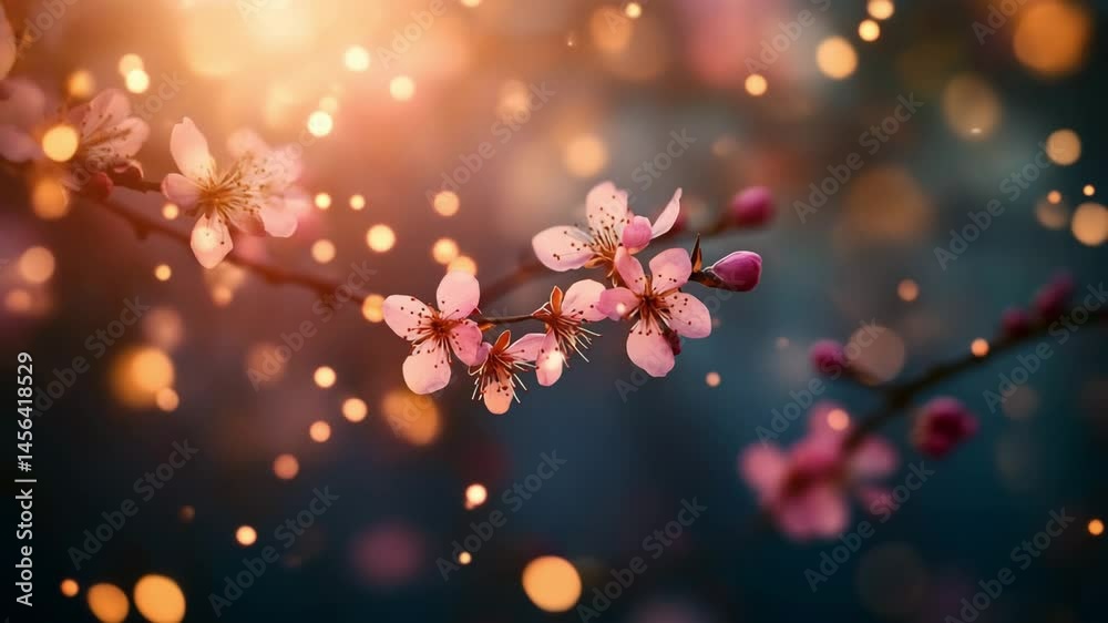 cherry blossom flower with bokeh light footage