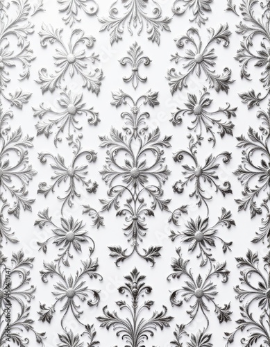 Ornate Floral Pattern on White Background