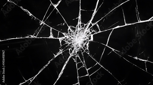 broken glass on a black background. cracks in the glass. abstract background