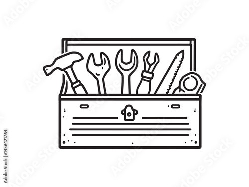 Tool Chest line art icon simple toolbox drawing