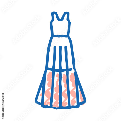 a line wedding dress icon doodle illustration