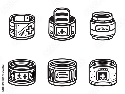 Tourniquet line art icon black white outline art