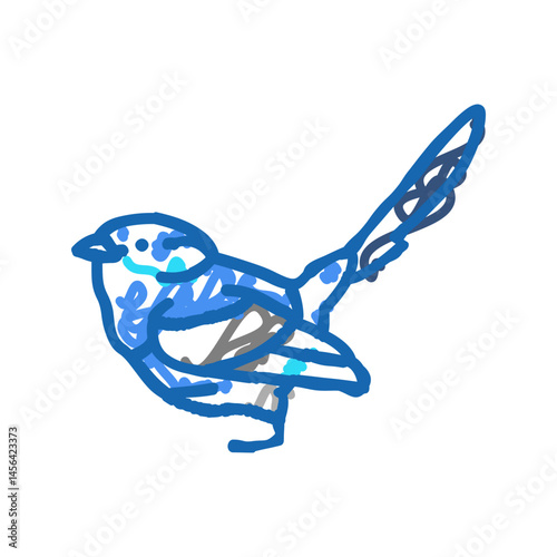 splendid fairywren bird exotic icon doodle illustration