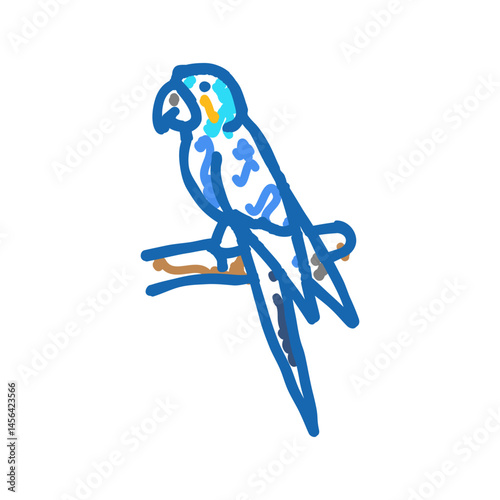 the lears macaw bird exotic icon doodle illustration