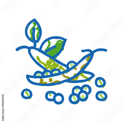 peas pod seed grain icon doodle illustration