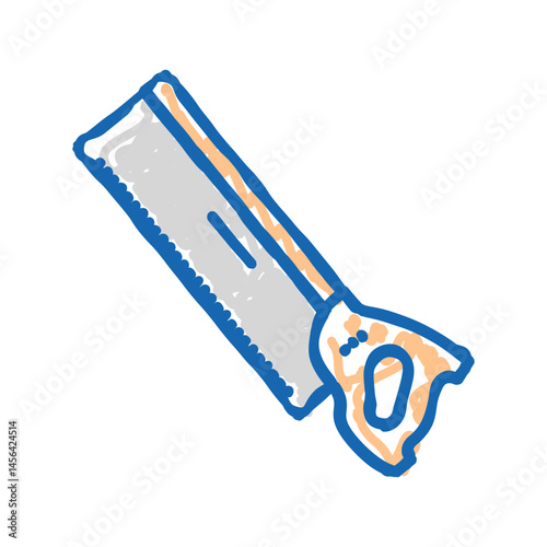 back hand saw icon doodle illustration