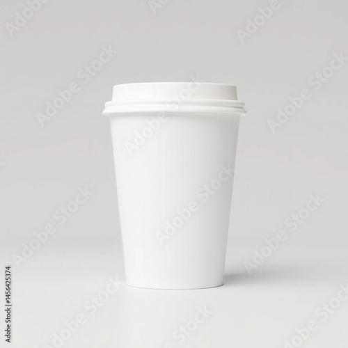 Wallpaper Mural Realistic paper cup with plastic lid close up. Coffee cup mockup. Paper mug template on white background. AI generative image Torontodigital.ca
