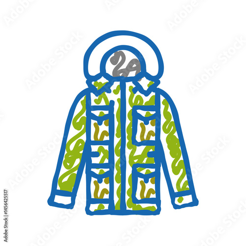 parka outerwear male icon doodle illustration