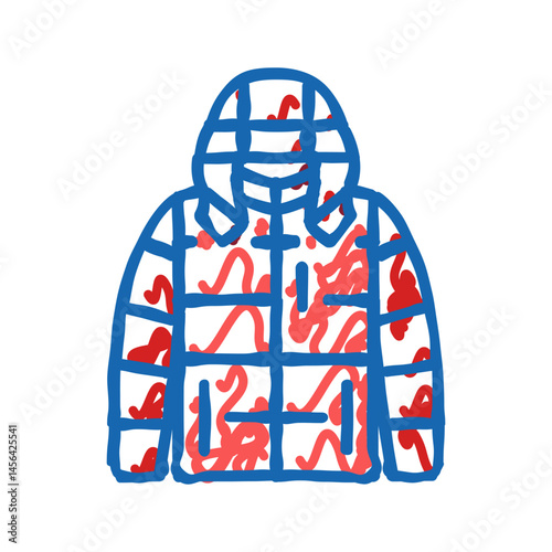 puffer outerwear male icon doodle illustration