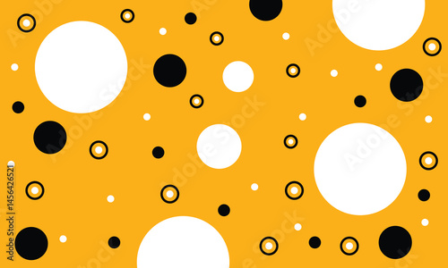 Abstract Polka Dots: A vibrant and playful background featuring an array of black and white polka dots of varying sizes scattered across a cheerful yellow backdrop. The design is simple yet effective.