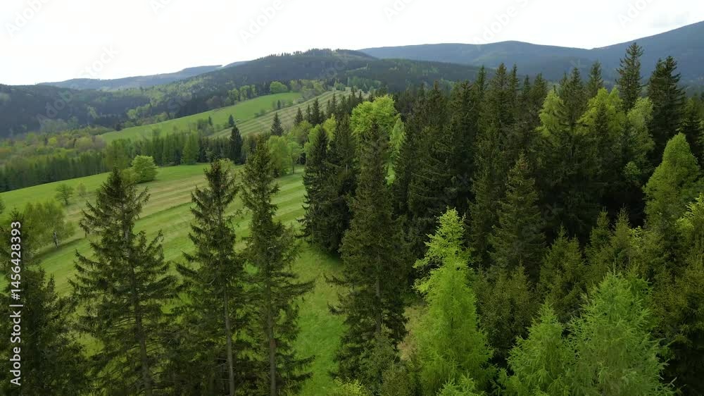 Drone flying over Blauen mountain at Belchen, Black Forest, Germany Drone flying over Blauen mountain at Belchen, Black Forest, Germany