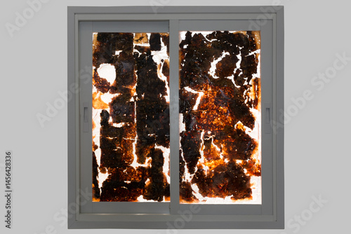 A concept of an abstract burning flame window on fire