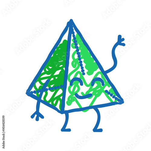pyramid geometric shape character icon doodle illustration