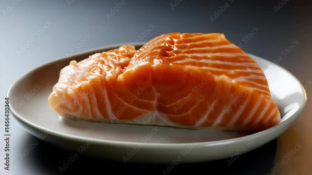 Fresh Salmon Fillet on White Plate Culinary Delight of Vibrant Orange Seafood Rich in Texture Fresh Salmon Fillet on White Plate Culinary Delight of Vibrant Orange Seafood Rich in Texture