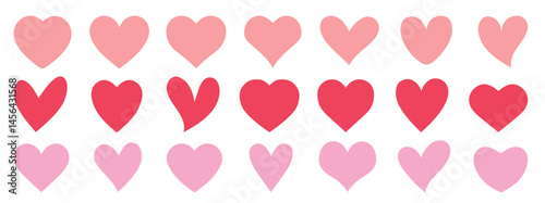 Set of hearts in soft pink color, heart icons, set of hearts different shapes for design. Heart collection. Vector art. Heart, love, romance hearts. Vector icons. Love symbols