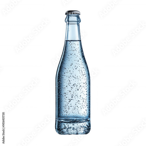 Wallpaper Mural Stock image of sparkling mineral water in a glass bottle on black background on transparent background Torontodigital.ca