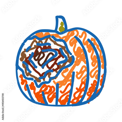 pumpkin rotten food icon doodle illustration