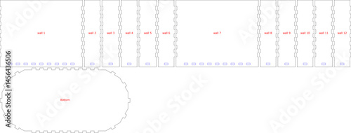 Cnc. laser cutting Angled Box Box with both ends cornered Material thickness 3 mm No glue Vector illustration.
