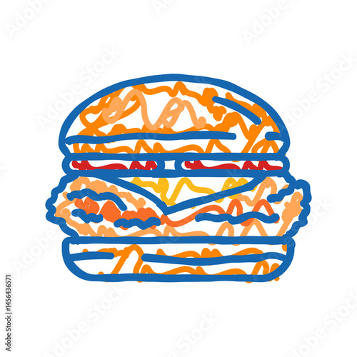 unhealthy chicken fried icon doodle illustration
