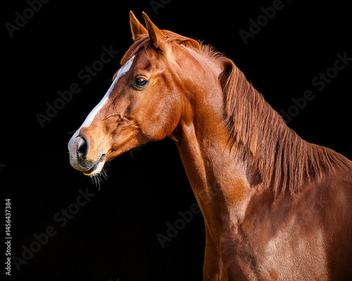 Magnificent Black-Isolated Chestnut Horse