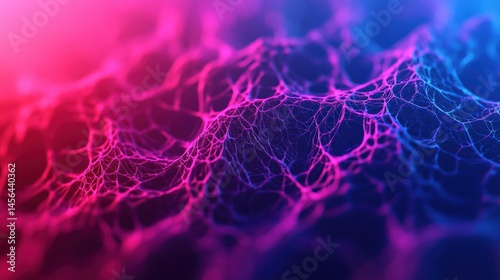 Abstract fractal neural network with electric blue and hot pink geometric pattern