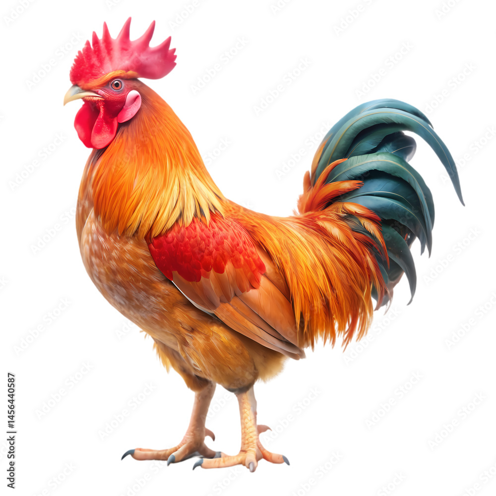 Fototapeta premium Majestic Rooster Image HighResolution Farm Animal Photo on Transparent background