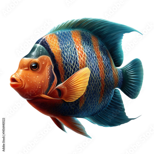 Colorful tropical fish swimming with transparent background