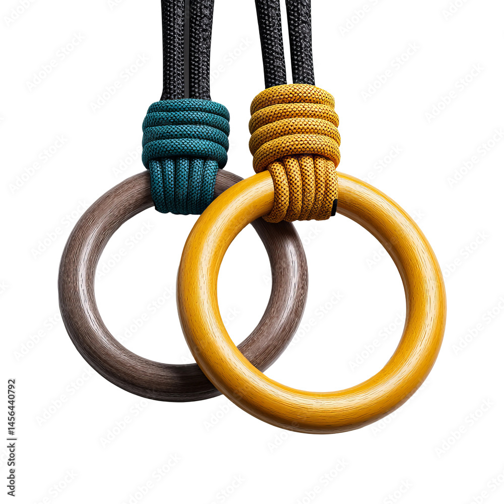 Fototapeta premium Gymnastic Rings Hanging from a Cord, Ready for Exercise 