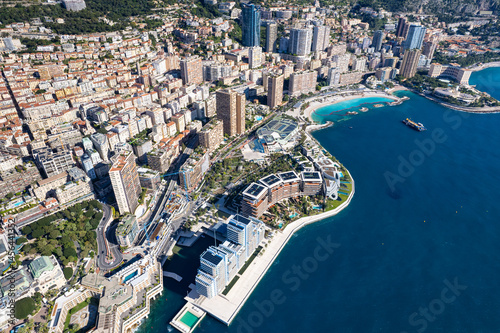 Aerial view of Monaco on the French Riviera - Sunshine above the richest city state in the World