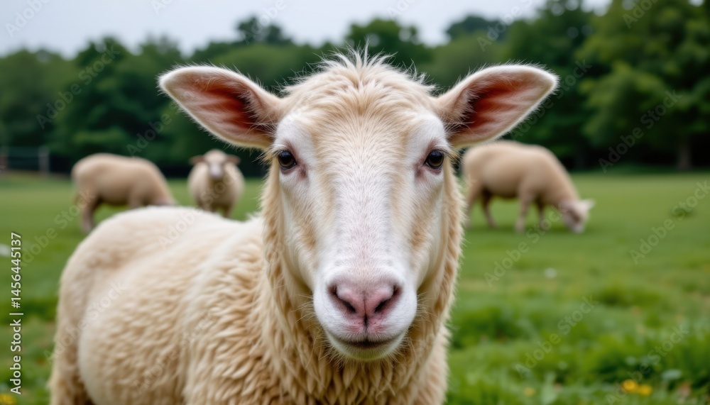 Sheep grazing in a lush meadow farm environment wildlife photography nature scene close-up view Sheep grazing in a lush meadow farm environment wildlife photography nature scene close-up view