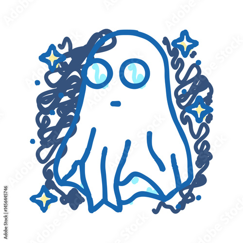 night ghost icon doodle illustration