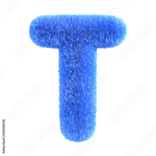 Fluffy Blue Letter T Icon