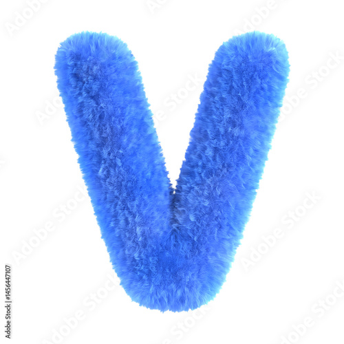 Blue Fluffy Letter V