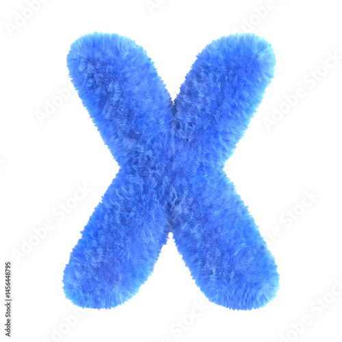Blue Fuzzy Letter X