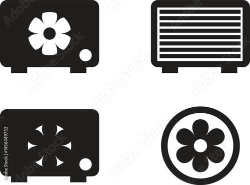 air conditioner Power supply Air conditioner split system in outline flat icon vector illustration. Top choice cooler