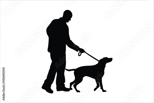 A man training a dog silhouette vector, Dog black symbol