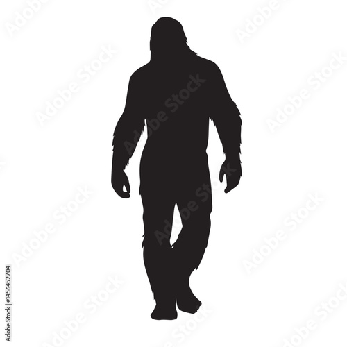 Vector silhouette set of bigfoot on white background