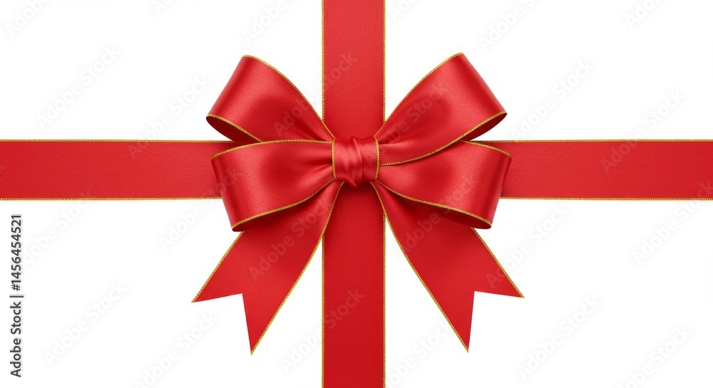Festive red ribbon and bow, symbolic of celebration and thoughtful gifts Festive red ribbon and bow, symbolic of celebration and thoughtful gifts