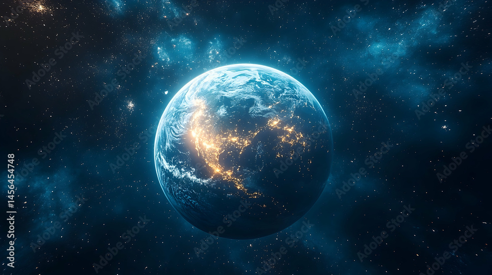 Obraz premium Celestial view of Earth in the cosmos.