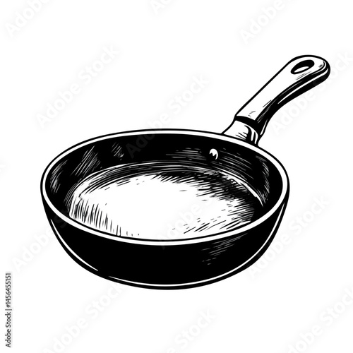 Frying Pan symbol - black and white design for tattoos, logos and vectors - isolated on white