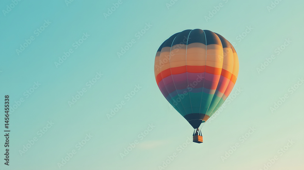 Fototapeta premium balloon, air, sky, hot, hot air balloon, flying, flight, colorful, fly, basket, ballooning, adventure, travel, float, balloons, sport, fun, transportation, red, color, blue, aircraft, transport, high,