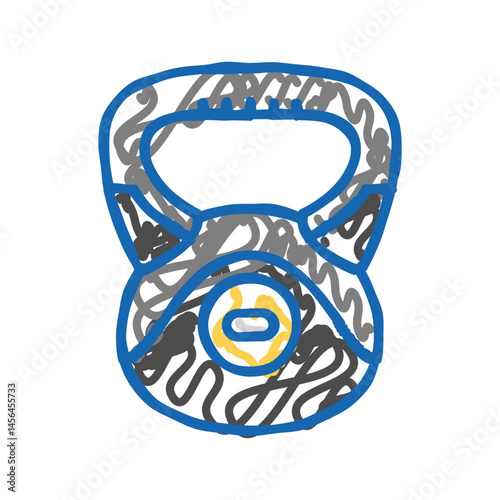 kettlebell fitness sport icon doodle illustration