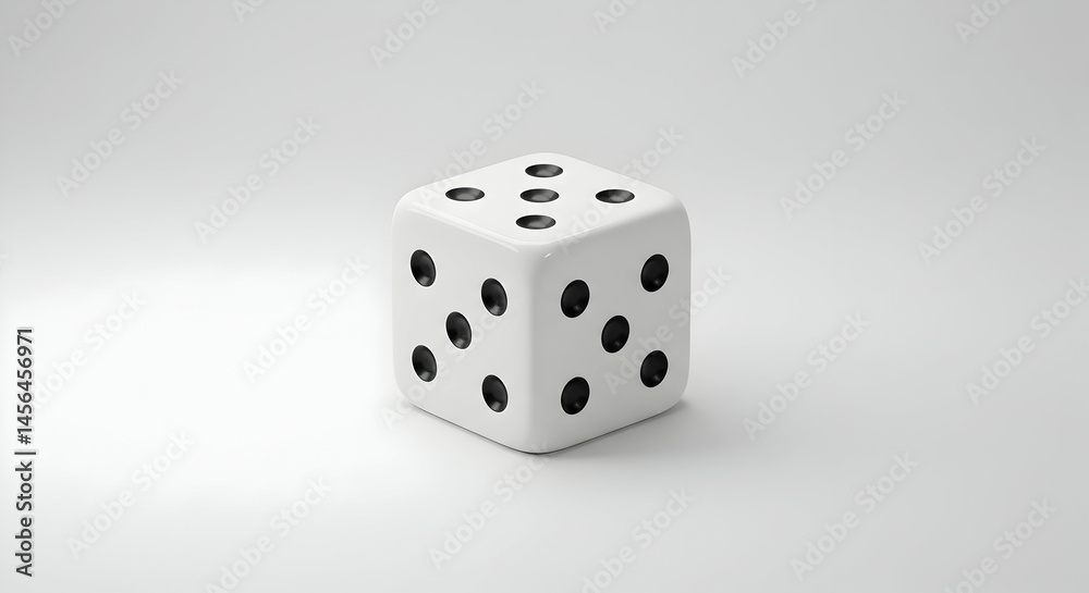 Single Dice Close Up on White Background for Board Games Single Dice Close Up on White Background for Board Games