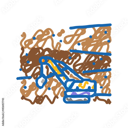 open pit mine steel production icon doodle illustration