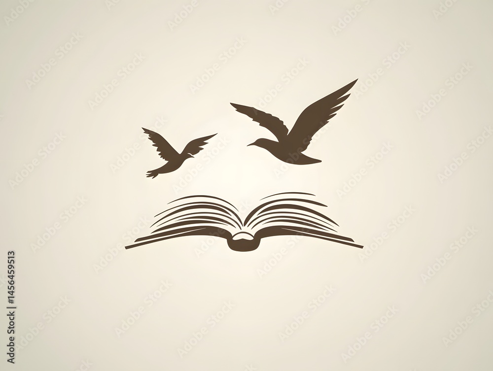 Fototapeta premium Exploring Freedom and Knowledge: Abstract Bird Illustration in Open Book Vector