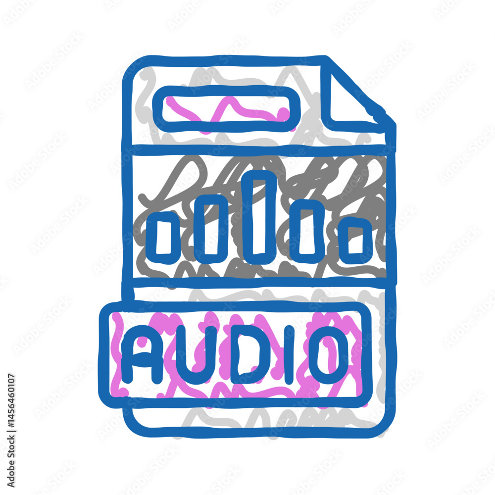 Obraz premium audio file format document icon doodle illustration