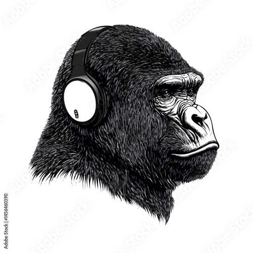 Gorilla symbol - minimalist black and white vector art - perfect for tattoos, logos - isolated on white