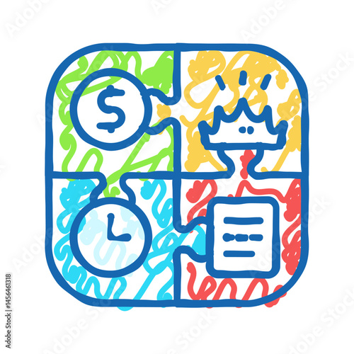 budget authority needs timeline icon doodle illustration